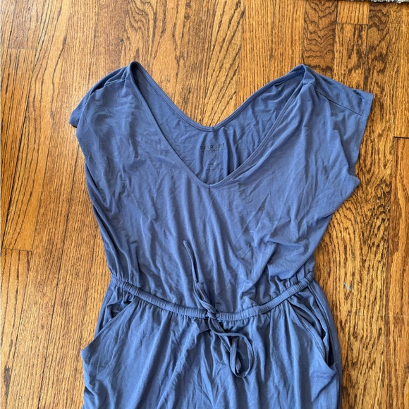 Torrid Super Soft Midi Dress Plus Size 00X / 12 Blue Stretchy Tie Waist Pockets - Picture 3 of 5